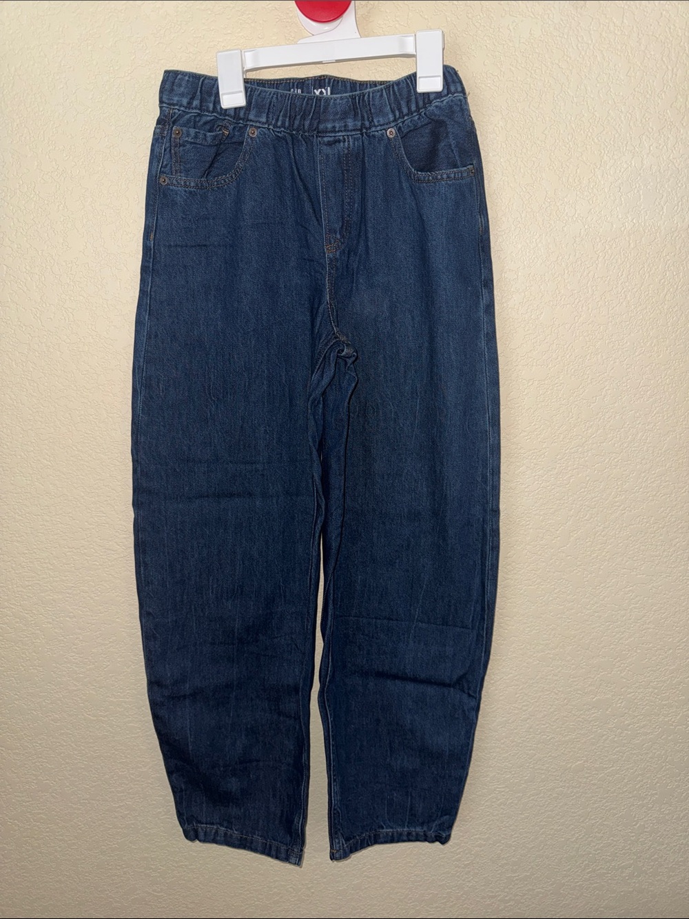 Gap Kids Boys XXL Pull-On Jeans Elastic Waist Dark Wash Straight Leg Denim